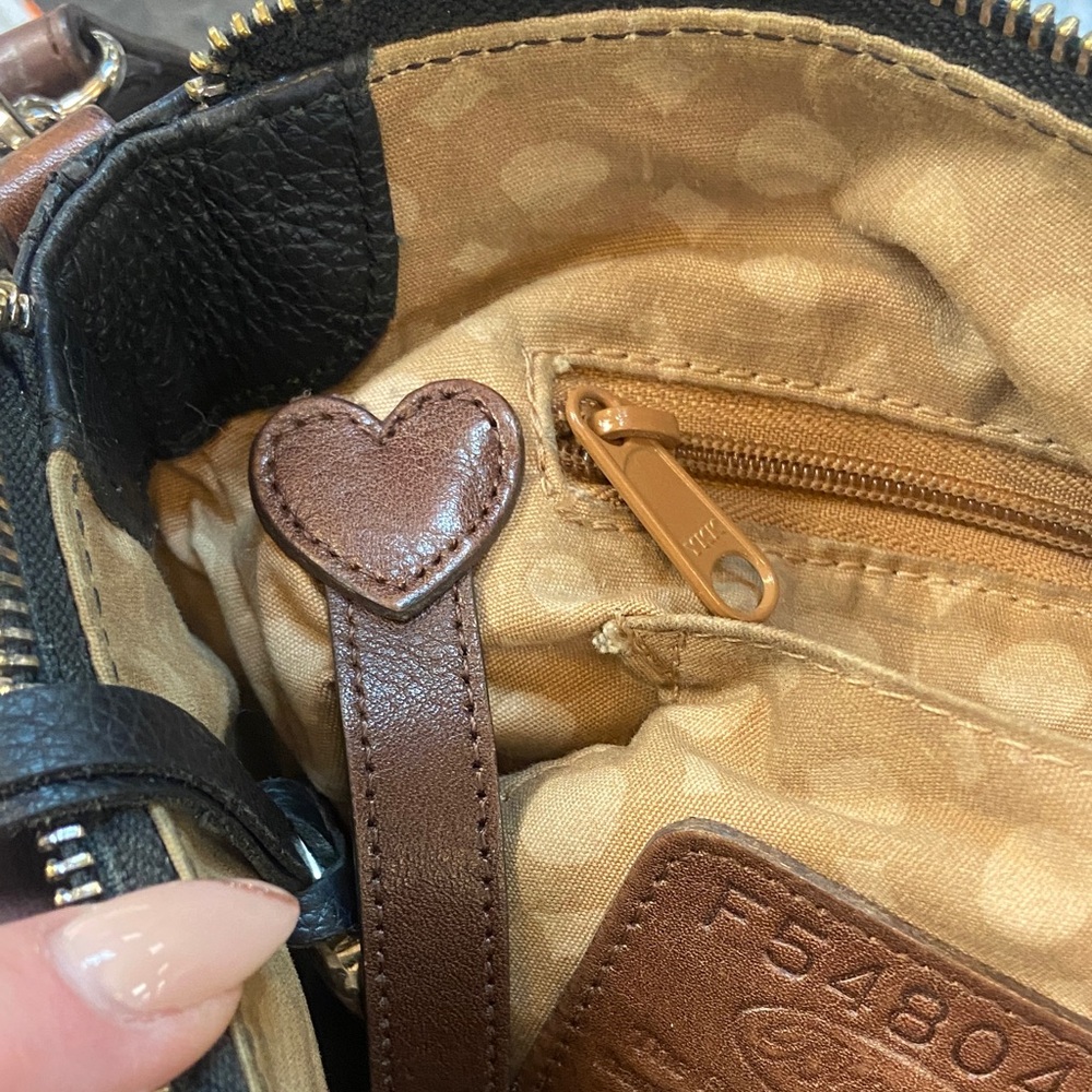 Brighton Black Leather Crossbody with Brown Decorative Medallion - Picture 4 of 6